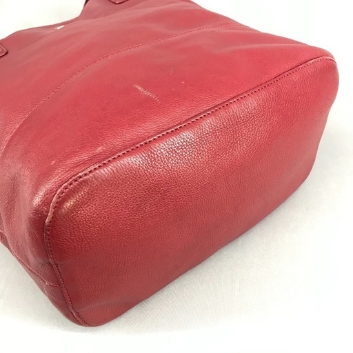 トリーバーチ 赤レザー×花柄プリント 肩かけショルダーオープントート