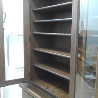 近藤産業 OAK ミズ楢材カップボード 幅114cm 奥行45cm 高さ191cm