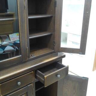 近藤産業 OAK ミズ楢材カップボード 幅114cm 奥行45cm 高さ191cm