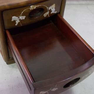 ◇螺鈿細工 小物入れ 幅26cm 高さ29cm 唐木 家具 木製 工芸品 美術