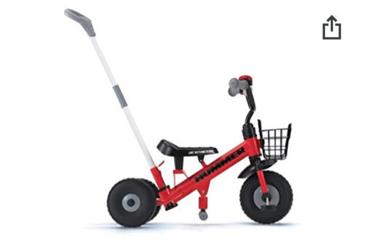 HUMMER(ハマー) 幼児/子供用三輪車 【手押し棒/前カゴ付き】 レッド HUMMER TRICYCLE