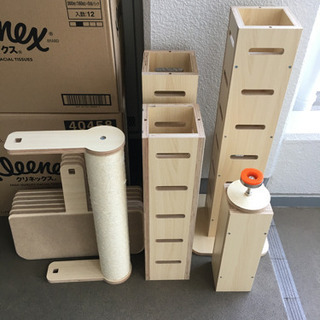 ほぼ未使用！突っ張り木製キャットタワーTOTEM別売パーツ付マックス