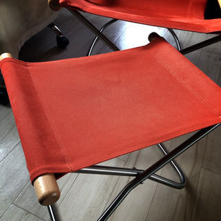 ニーチェアエックス ナチュラル／レンガ  オレンジ　オットマンセット