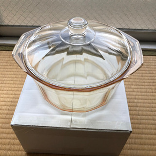 【最終値下げ】キャセロール（USED）耐熱ガラス製 蓋付き両手鍋