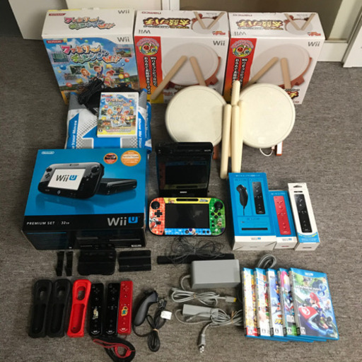 【WiiU】プレミアムセット＋追加パック、リモコン、タタコン、ソフト5本、DDR