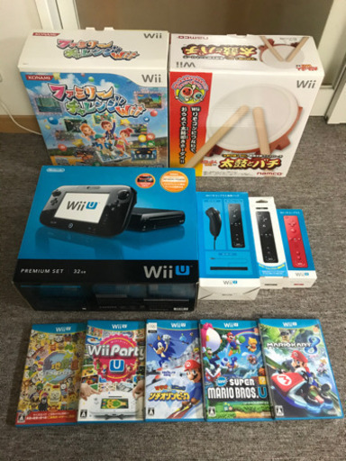 【WiiU】プレミアムセット＋追加パック、リモコン、タタコン、ソフト5本、DDR