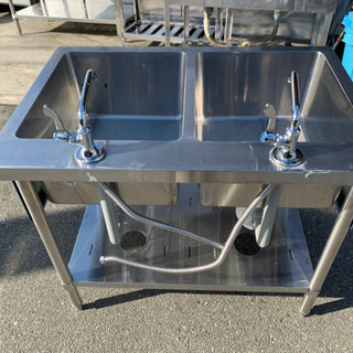 ☆中古品　マルゼン　2槽シンク　900x600x800☆