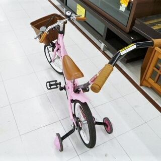 14インチ 子供用 自転車 ピンク 補助輪付き 舵取り 苫小牧西店
