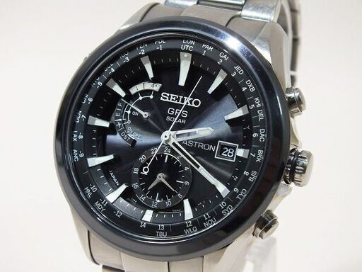 【苫小牧バナナ】良品 SEIKO/セイコー アストロン SBXA003 GPS ソーラー電波時計 セラミック×チタン 軽量高性能 ブラックベゼル 7X52-0AA0♪