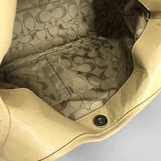 COACH オールドコーチ アイボリーレザー肩かけショルダートートバッグ