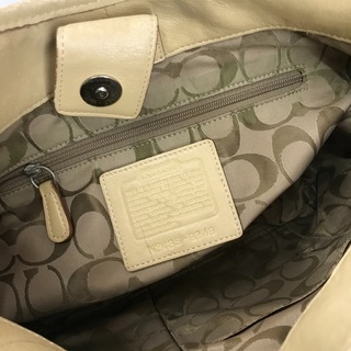 COACH オールドコーチ アイボリーレザー肩かけショルダートートバッグ