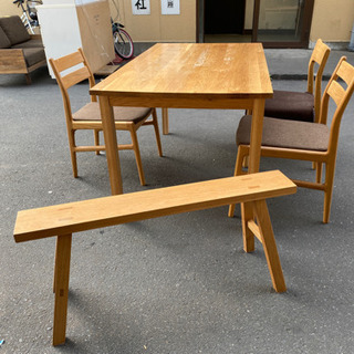 無垢材　良品計画　ダイニングテーブル　食卓テーブル　椅子3つ　ベ...