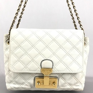 MJ マークジェイコブス 白レザーワイルドステッチ ゴールドチェーン