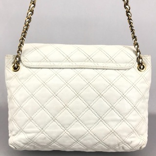 MJ マークジェイコブス 白レザーワイルドステッチ ゴールドチェーン