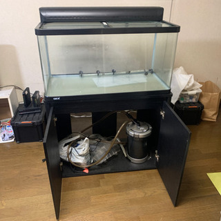 GEX ガラス水槽セット　台付き　手前フレーム無し！