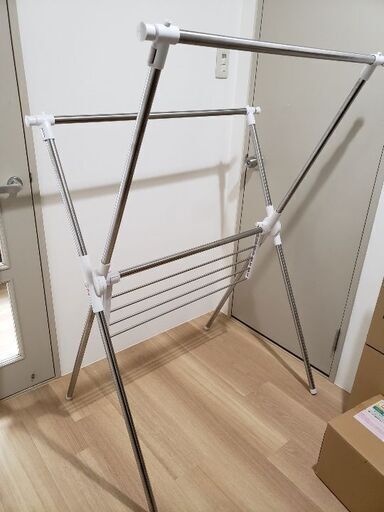 【組立済】アイリスオーヤマ製洗濯物干し 布団干し 室内物干し 約5人用 簡単組み立て室内物干し ステンレス 伸縮タイプ 折りたためる 幅92~162㎝ CMB-92XR