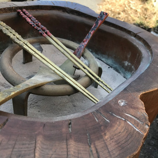 木製火鉢+銅板付☆木彫り・くり抜き☆43cm×35cm×高さ30cm 木製火鉢+銅板付☆木彫り・くり抜き☆43cm×35cm×高さ30cm