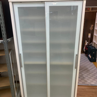 【リサイクルショップ八光　田上店　配達・設置OK】ホワイト　強化ガラス扉　食器棚 リサイクルショップ八光 田上店 配達・設置OK】ホワイト 強化ガラス扉