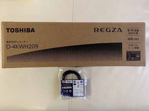格安処分】東芝HDDレコーダー D-4KWH209 HDMIケーブル付