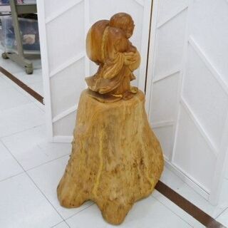 布袋様 木彫り 縁起物 天然木 幅38×奥行39×高64㎝ 開運 七福神 夫婦