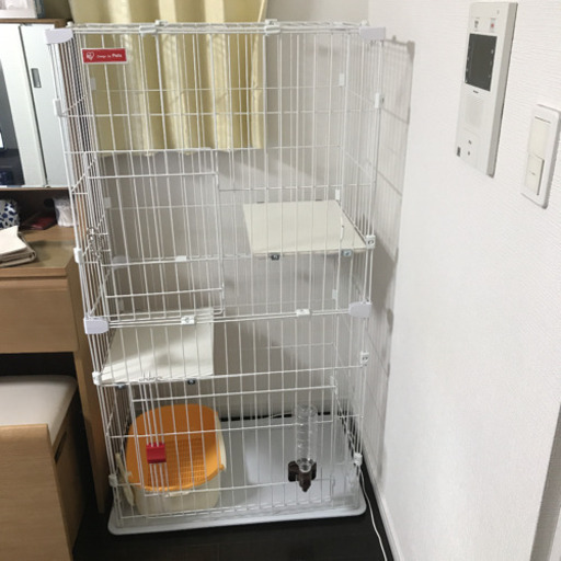 【新品に近い】猫ケージ+水筒+トイレセット