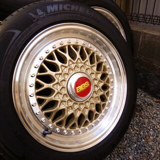 【希少】BBS RS風 205/55R16 PCD98/100 4H ハブ径58.1 フィアット ムルティプラ ミシュラン プライマシー3　オートウェイ RS601 ゴールド