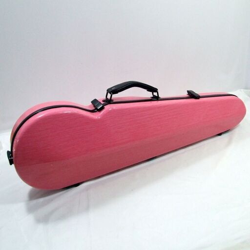 未使用 展示品 バイオリンケース 4/4用サイズ 木目調 ピンク メタル