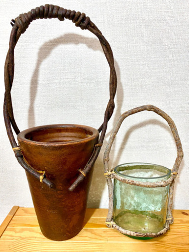 ナチュラル　花瓶　鉢２つ◆ インテリア　生花　中古