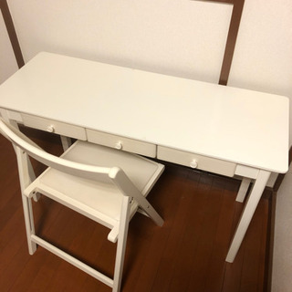 【ネット決済】中古　45cm×120白い机（デスク）と椅子