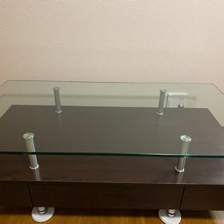 ニトリ　ガラステーブル　長さ120 収納付き　ローテーブル