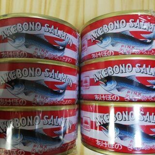 新品未開封　鮭缶　(からふとます水煮)６缶