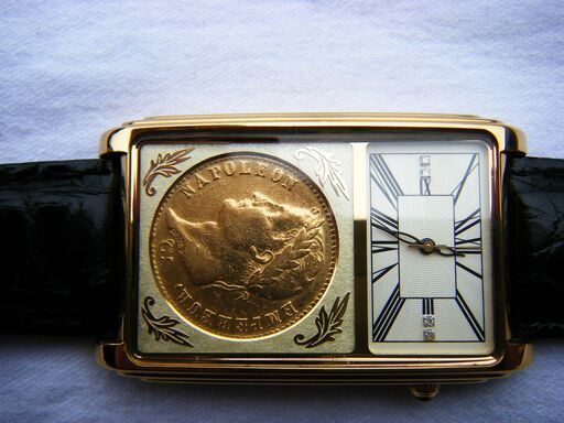 美品 希少限定品 ナポレオン金貨時計 4Pダイアクォーツ