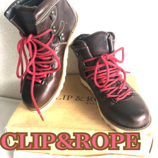 CLIP&ROPE メンズ　シューズ　ブーツ　ハイカット　革靴　ブラウン　茶の画像