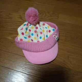 ミキハウス 女児 ベビー ツバ付き帽子 ニット帽 ピンク S