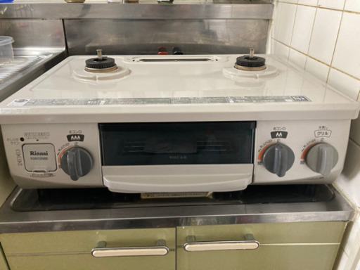 美品】リンナイ コンロ2口 ガスホース付き - キッチン家電 