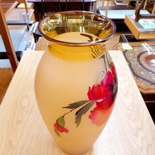 お値下げ！チェコ ガラス工芸 フラワーベース ボヘミアガラス カメニツキー シェノフ クリスタル 金彩 花瓶 花活 花生