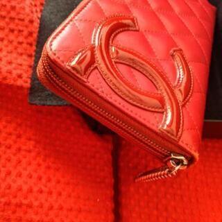 限定レッド！本物美品CHANELカンボンラウンドファスナー長財布☆