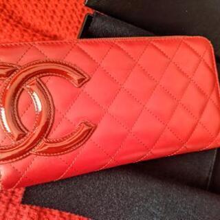 限定レッド！本物美品CHANELカンボンラウンドファスナー長財布☆