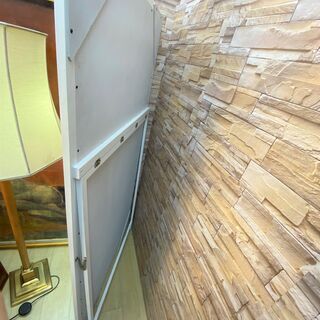 大型スタンドミラー 木枠 白 ホワイト 自立 立て掛け 鏡 ★買取帝国 朝霞店