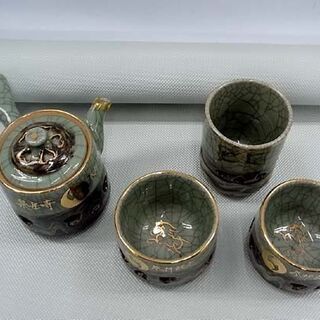 相馬焼 陶徳 急須 湯呑４点セット 茶器 泉岳寺参拝記念 相馬 近景 二重 札幌 北２０条店