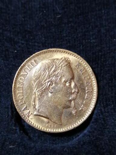 フランス20フラン金貨！ナポレオン三世（有冠）1868年！