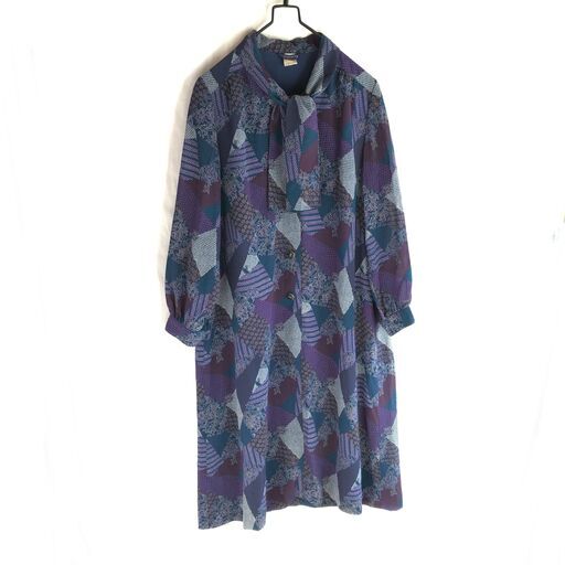 Used レトロ和柄 総柄ボウタイワンピース 古着 ヴィンテージ Vintage 松本 北浦和のワンピース の中古 古着あげます 譲ります ジモティーで不用品の処分