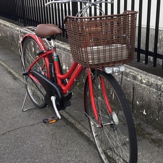 赤いシティタイプ電動アシスト自転車 レッド 電動アシスト自転車 シティタイプ Panasonic シティサイクル