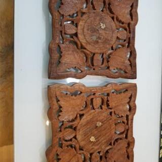 木製花台　インド　２枚