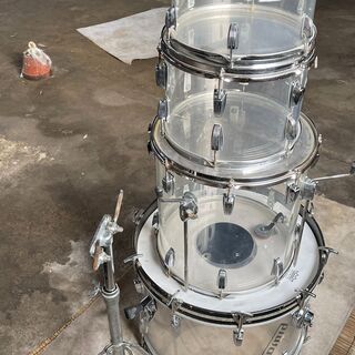 Ludwig vistalite 4点セット クリアー 80年代B/Oバッジ