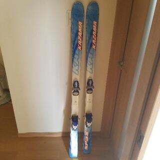 【交渉中】スキー板+ストック　140cm　KAZAMA ブルー　ビンディング　LOOKの画像