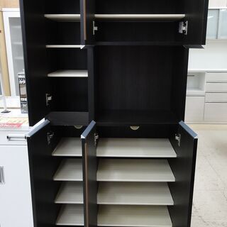 大川家具 シューズボックス ハイタイプ ミラー付き 75リアルC(H)DBR 【ユーズドユーズ名古屋天白店】 J511 - 家具
