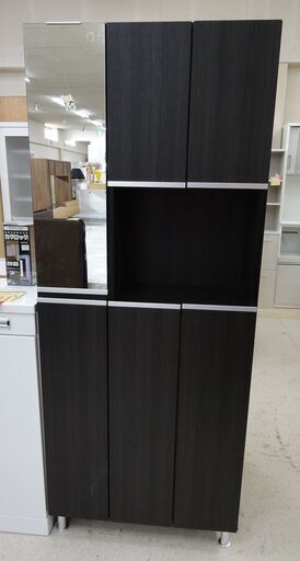 大川家具 シューズボックス ハイタイプ ミラー付き 75リアルC(H)DBR 【ユーズドユーズ名古屋天白店】 J511