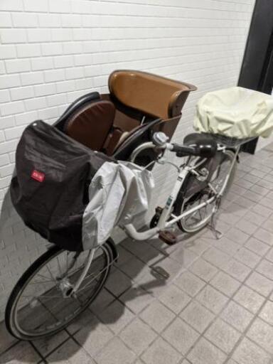 【引取予定決定】福岡市 子供乗せ 自転車+チャイルドシートレインカバー+カゴ セット売ります