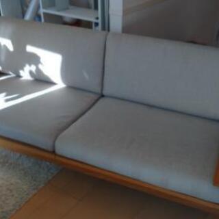 【ネット決済】天然タモ材 大型ソファー・シングルソファー セット